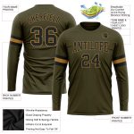 Custom Salute to Service Long Sleeve Performance T-Shirt in Olive Black-Old Gold Custom Olive Black-Old Gold Long Sleeve - Image 3