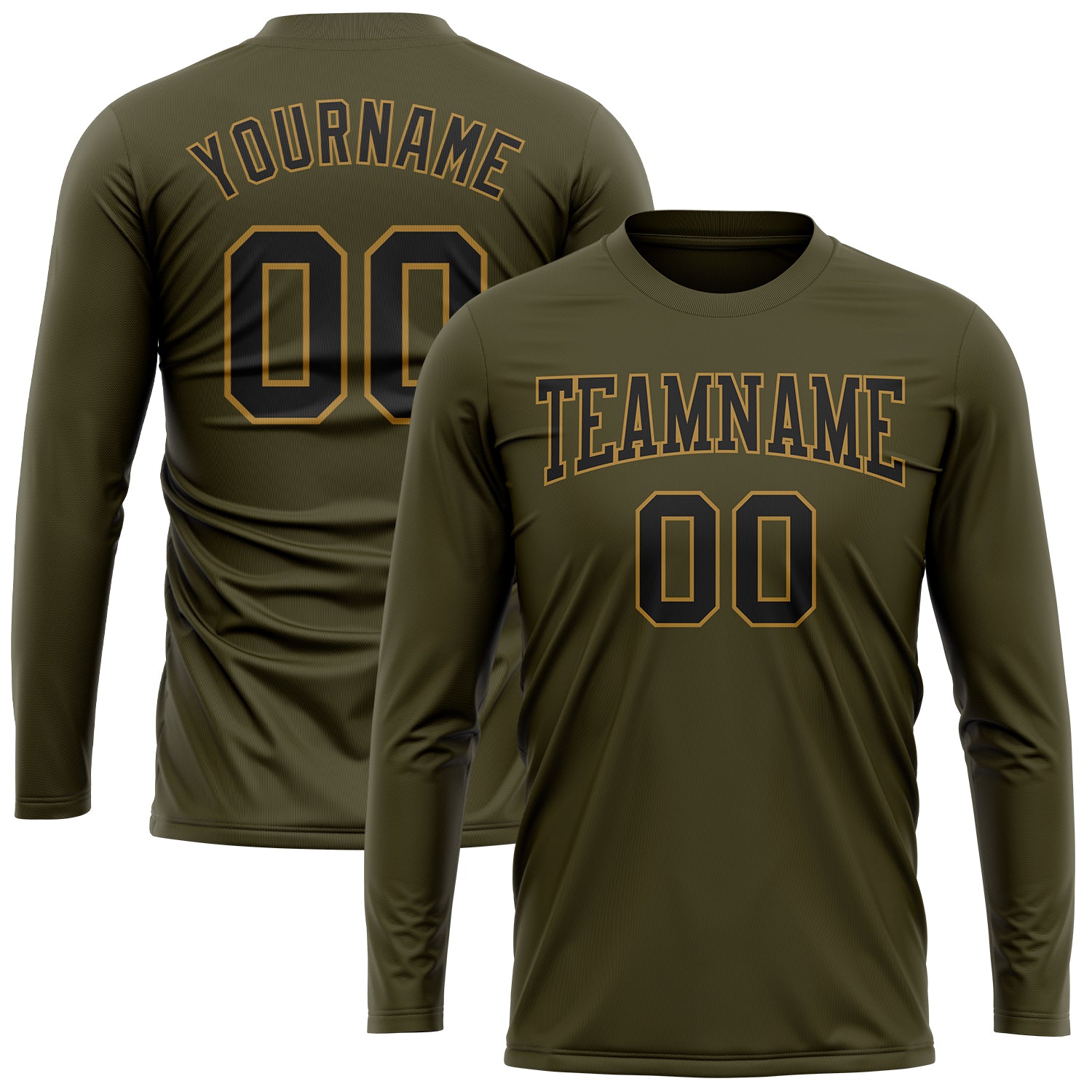 Custom Olive Black-Old Gold Long Sleeve Performance Salute To Service T-Shirt Custom Salute to Service Long Sleeve Performance T-Shirt in Olive Black-Old Gold Custom Olive Black-Old Gold Long Sleeve - Image 2