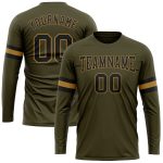 Custom Salute to Service Long Sleeve Performance T-Shirt in Olive Black-Old Gold Custom Olive Black-Old Gold Long Sleeve