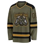 Olive Black Gold Salute To Service Hockey Jersey - Customizable Team Apparel Custom Olive Black-Old Gold Salute To Service - Image 2