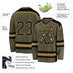 Olive Black Gold Salute To Service Hockey Jersey - Customizable Team Apparel Custom Olive Black-Old Gold Salute To Service - Image 3