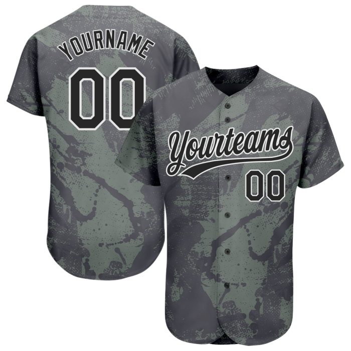 Custom Olive Black-White 3D Pattern Baseball Jersey - Authentic Salute To Service Design Custom Olive Black-White 3D Pattern - Image 1