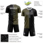 Custom Olive Black-White Soccer Jersey | Sublimation Split Fashion Uniform Salute To Service Custom Olive Black-White Sublimation - Image 3