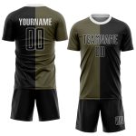Custom Olive Black-White Soccer Jersey | Sublimation Split Fashion Uniform Salute To Service Custom Olive Black-White Sublimation - Image 2