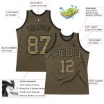 Olive Camo-Black Authentic Basketball Jersey Custom Salute To Service Design Custom Olive Camo-Black Authentic Throwback - Image 2