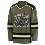 Custom Olive Camo Salute to Service Hockey Jersey - Black Cream Design Custom Olive Camo Black-Cream Salute To Service Hockey - Image 2