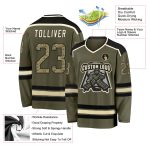 Custom Olive Camo Salute to Service Hockey Jersey - Black Cream Design Custom Olive Camo Black-Cream Salute To Service Hockey - Image 3