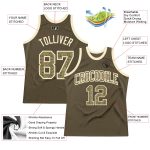 Olive Camo-Cream Basketball Jersey - Custom Authentic Salute To Service Throwback Custom Olive Camo-Cream Authentic Throwback - Image 2
