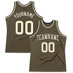 Olive Cream-Black Authentic Basketball Jersey - Custom Salute To Service Throwback Custom Olive Cream-Black Authentic Throwback
