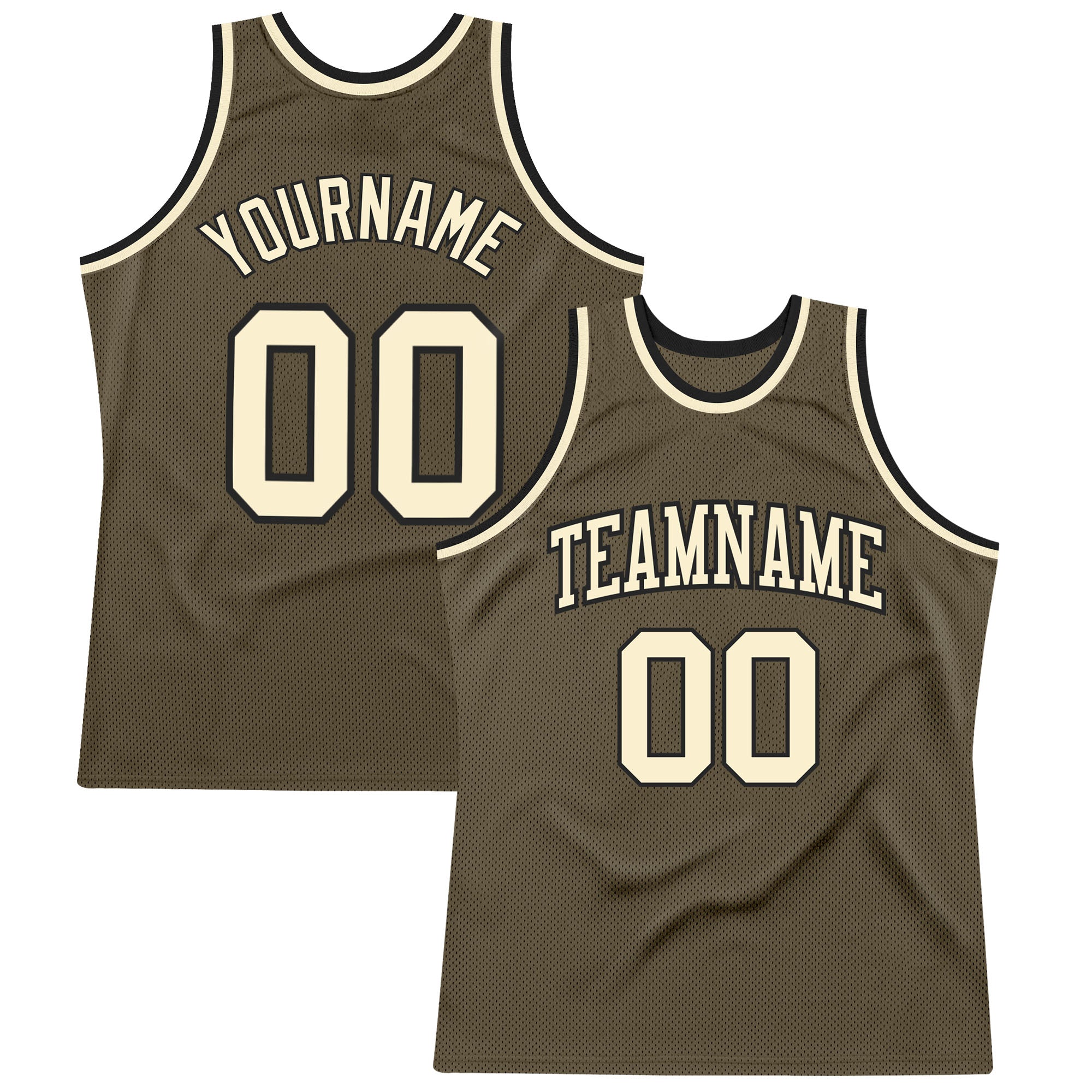 Custom Olive Cream-Black Authentic Throwback Salute To Service Basketball Jersey Olive Cream-Black Authentic Basketball Jersey - Custom Salute To Service Throwback Custom Olive Cream-Black Authentic Throwback - Image 1