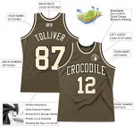 Olive Cream-Black Authentic Basketball Jersey - Custom Salute To Service Throwback Custom Olive Cream-Black Authentic Throwback - Image 2