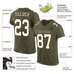 Custom Olive Cream-Black Mesh Football Jersey - Authentic Salute To Service Design Custom Olive Cream-Black Mesh Authentic - Image 2