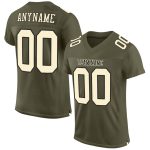 Custom Olive Cream-Black Mesh Football Jersey - Authentic Salute To Service Design Custom Olive Cream-Black Mesh Authentic