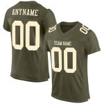 Olive Cream Custom Football Jersey - Authentic Salute To Service Design Custom Olive Cream Mesh Authentic Salute To Service