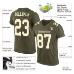 Olive Cream Custom Football Jersey - Authentic Salute To Service Design Custom Olive Cream Mesh Authentic Salute To Service - Image 2
