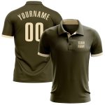 Custom Olive Cream Golf Polo Shirt for Performance and Salute to Service Custom Olive Cream Performance Salute To Service