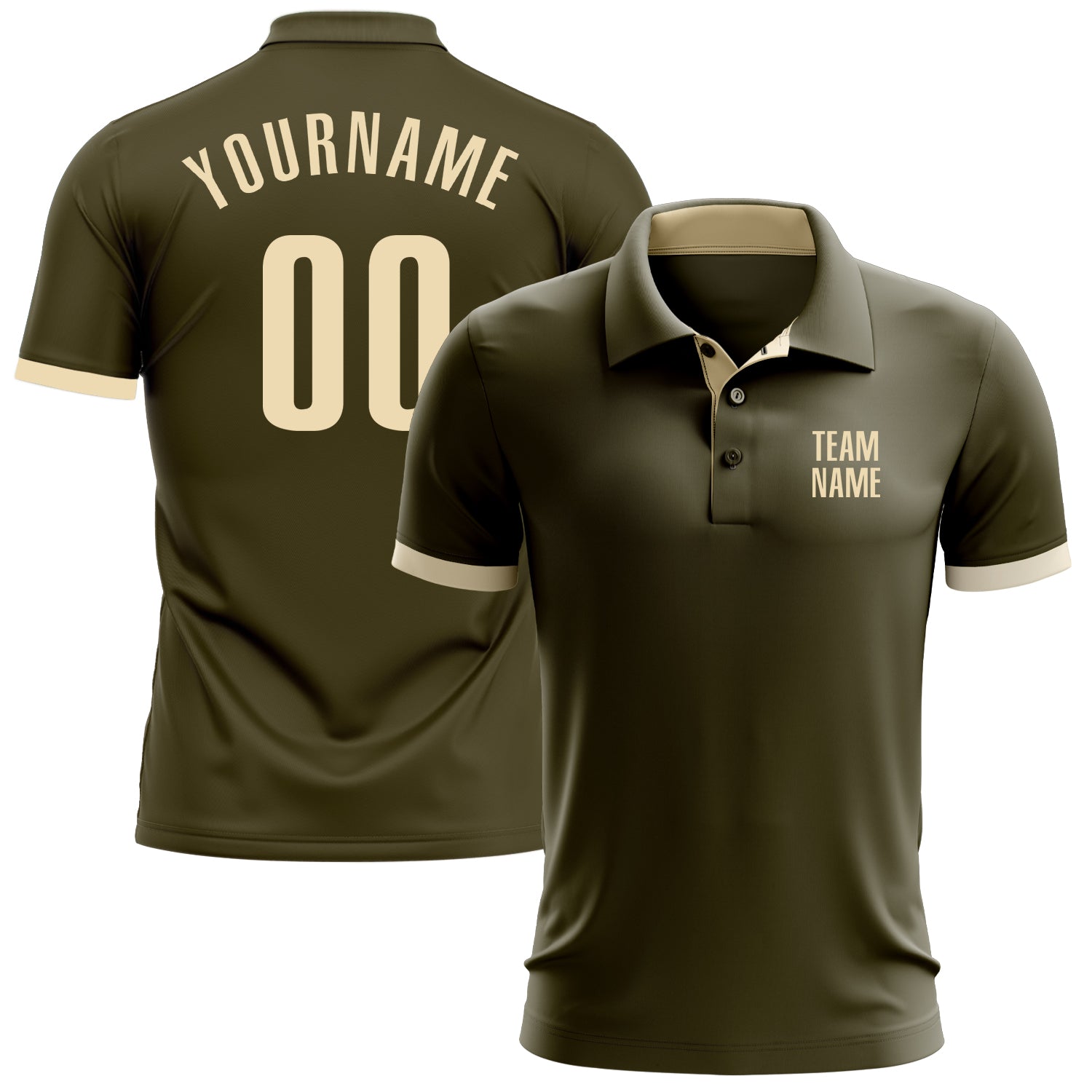 Custom Olive Cream Golf Polo Shirt for Performance and Salute to Service Custom Olive Cream Performance Salute To Service