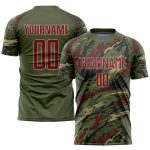Olive Crimson Vegas Gold Sublimation Soccer Jersey - Custom Salute To Service Uniform Custom Olive Crimson-Vegas Gold Sublimation