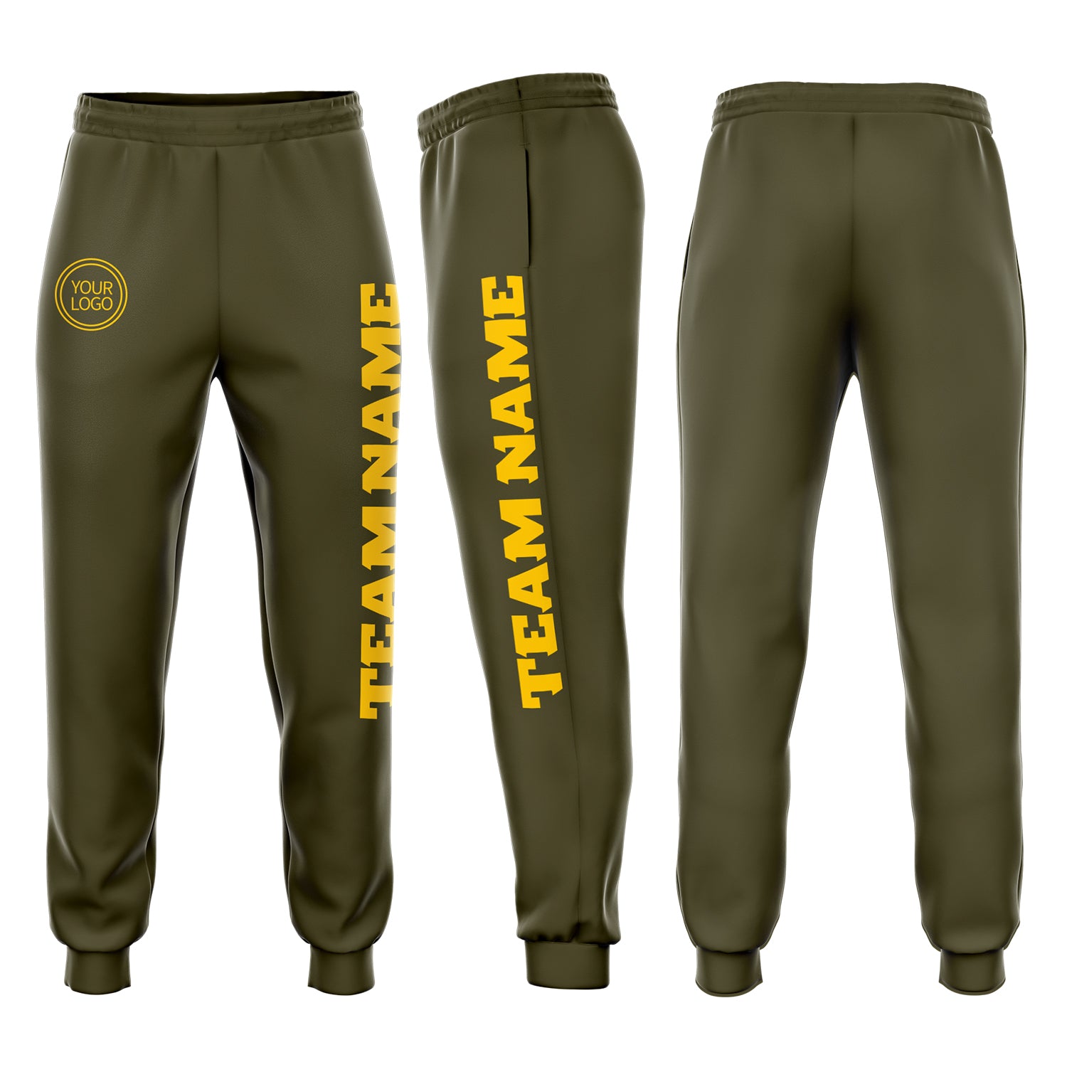 Custom Olive Gold Fleece Jogger Sweatpants - Salute to Service Collection Custom Olive Gold Fleece Salute To Service Jogger