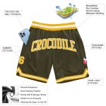 Olive Gold-White Throwback Salute to Service Basketball Shorts - Custom Design Custom Olive Gold-White Authentic Throwback - Image 2