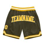 Olive Gold-White Throwback Salute to Service Basketball Shorts - Custom Design Custom Olive Gold-White Authentic Throwback