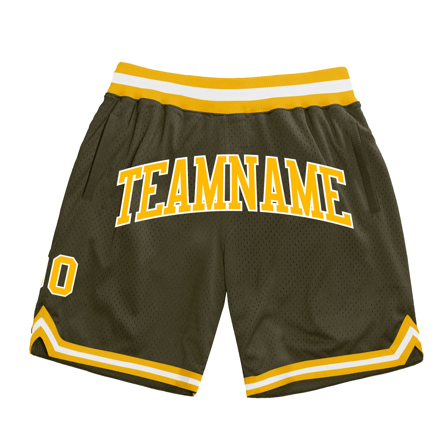 Olive Gold-White Throwback Salute to Service Basketball Shorts - Custom Design Custom Olive Gold-White Authentic Throwback