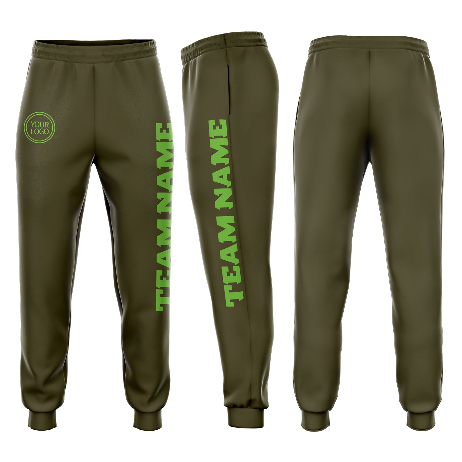Custom Olive Neon Green Fleece Salute To Service Jogger Sweatpants Custom Neon Green Olive Fleece Jogger Sweatpants - Salute to Service Edition Custom Olive Neon Green Fleece Salute To Service - Image 1