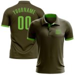 Olive Neon Green Performance Golf Polo Shirt - Custom Salute To Service Design Custom Olive Neon Green Performance Salute