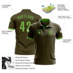 Olive Neon Green Performance Golf Polo Shirt - Custom Salute To Service Design Custom Olive Neon Green Performance Salute - Image 3