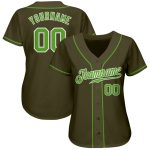 Olive Neon Green-White Custom Baseball Jersey - Authentic Salute To Service Custom Olive Neon Green-White Authentic Salute - Image 2