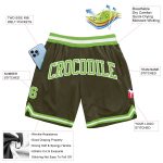 Authentic Salute To Service Basketball Shorts in Custom Olive Neon Green-White Custom Olive Neon Green-White Authentic Throwback - Image 2