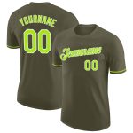 Custom Olive Neon Green White T-Shirt for Service Members - Performance Salute to Service Custom Olive Neon Green-White Performance