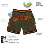 Custom Olive Orange Black Basketball Shorts Salute To Service Authentic Throwback Design Custom Olive Orange-Black Authentic - Image 2