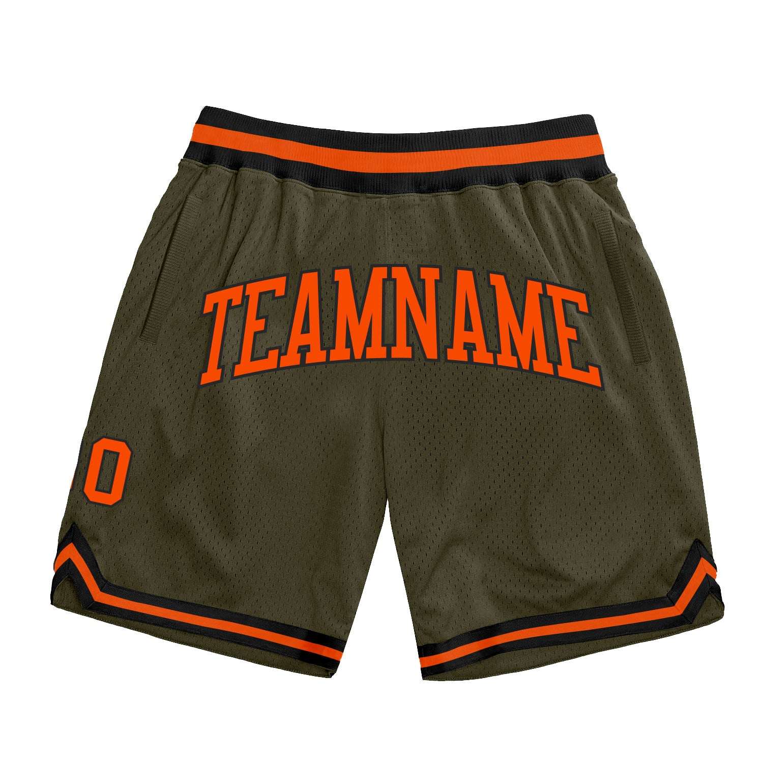 Custom Olive Orange Black Basketball Shorts Salute To Service Authentic Throwback Design Custom Olive Orange-Black Authentic