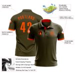 Custom Olive Orange Performance Golf Polo Shirt - Salute to Service Design Custom Olive Orange Performance Salute To Service - Image 3