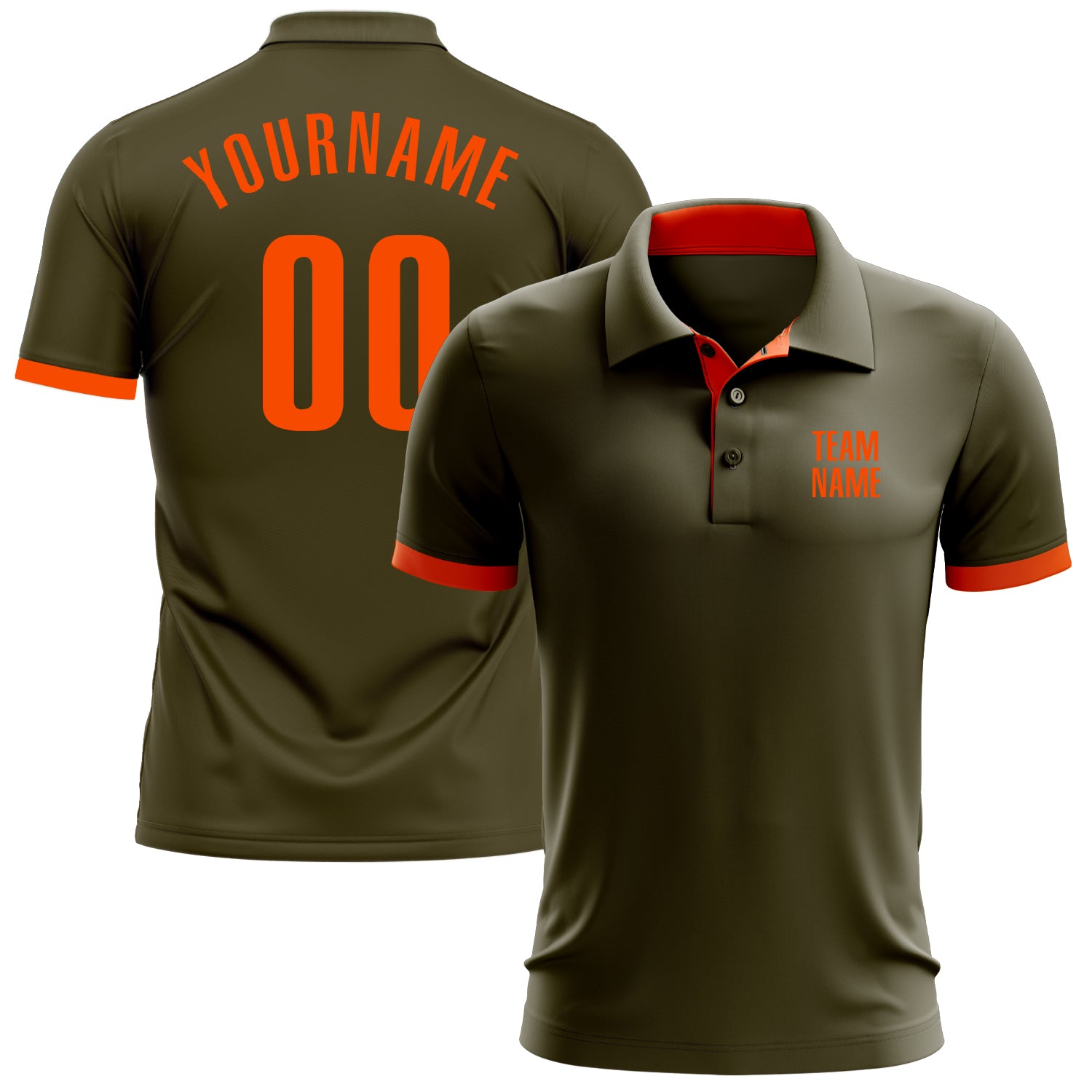 Custom Olive Orange Performance Golf Polo Shirt - Salute to Service Design Custom Olive Orange Performance Salute To Service