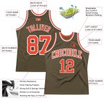 Custom Olive Orange White Basketball Jersey - Authentic Throwback Salute to Service Custom Olive Orange-White Authentic Throwback - Image 2