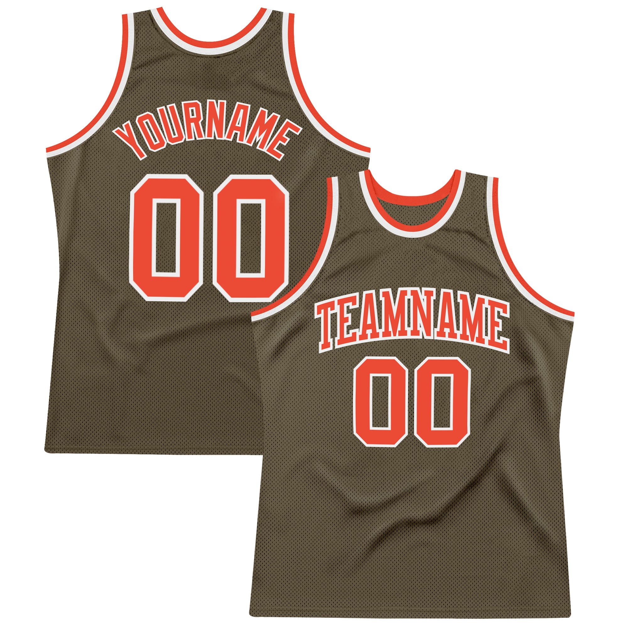 Custom Olive Orange-White Authentic Throwback Salute To Service Basketball Jersey Custom Olive Orange White Basketball Jersey - Authentic Throwback Salute to Service Custom Olive Orange-White Authentic Throwback - Image 1
