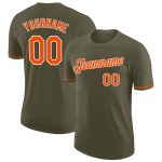 Custom Olive Orange White Performance T-Shirt for Salute to Service - Style 6711 Custom Olive Orange-White Performance Salute
