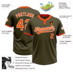 Custom Olive Orange White Salute To Service Jersey for Men and Women Softball Two-Button Design Custom Olive Orange-White - Image 3