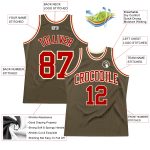 Custom Olive Red-Cream Basketball Jersey - Authentic Throwback Salute To Service Custom Olive Red-Cream Authentic Throwback - Image 2