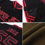 Custom Olive Red Cream Varsity Letterman Jacket Full Snap Salute to Service Custom Olive Red-Cream Bomber Full-Snap Varsity - Image 2