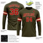 Custom Performance T-Shirt for Salute to Service - Olive Red-Cream Long Sleeve Custom Olive Red-Cream Long Sleeve Performance - Image 3