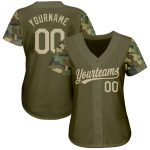 Olive Vegas Gold Camo 3D Pattern Authentic Salute To Service Baseball Jersey Custom Design Custom Olive Vegas Gold-Camo 3D - Image 2