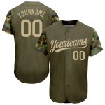 Olive Vegas Gold Camo 3D Pattern Authentic Salute To Service Baseball Jersey Custom Design Custom Olive Vegas Gold-Camo 3D