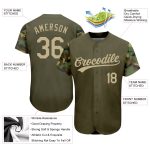Olive Vegas Gold Camo 3D Pattern Authentic Salute To Service Baseball Jersey Custom Design Custom Olive Vegas Gold-Camo 3D - Image 3