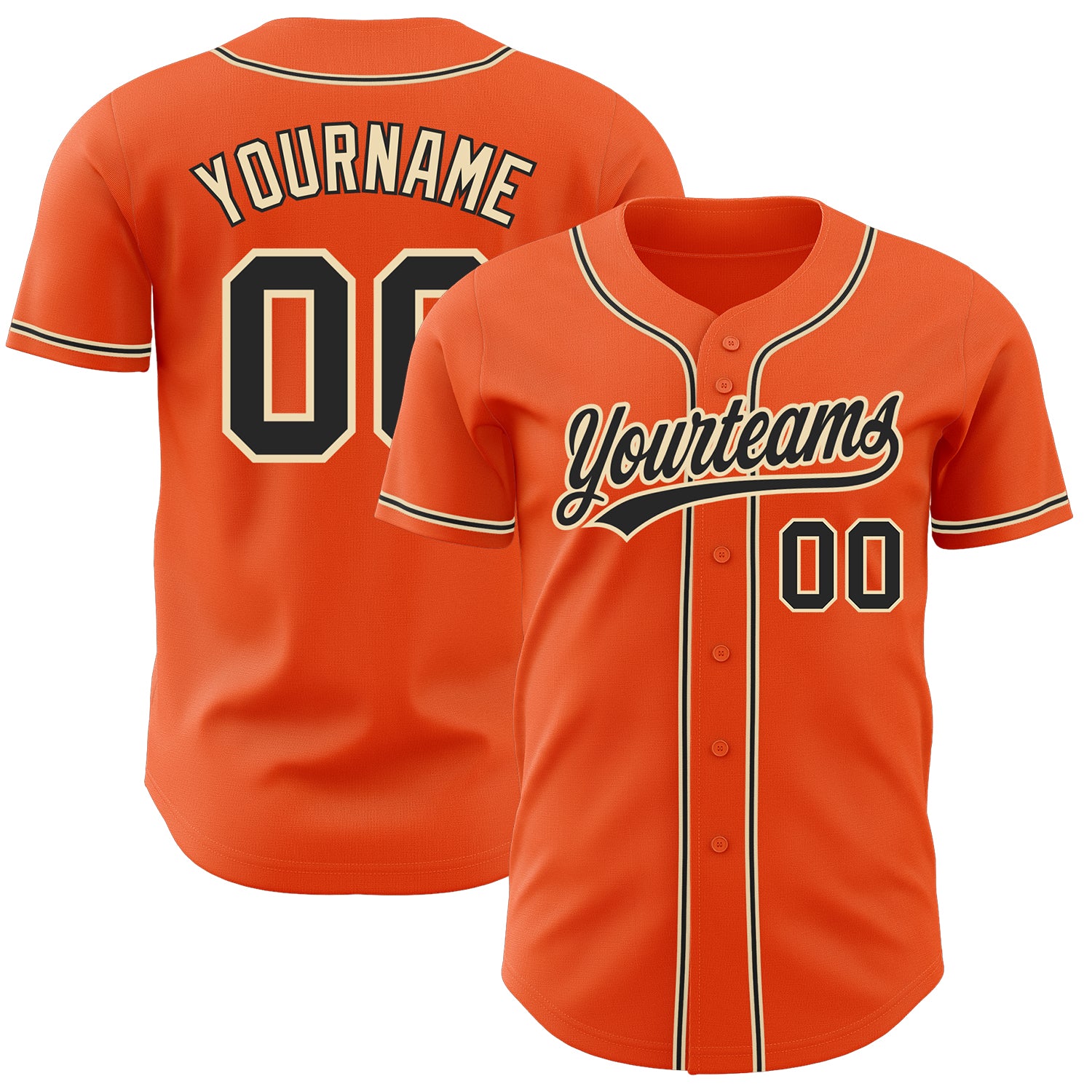 Orange Black-City Cream Custom Authentic Baseball Jersey Style 3967 Custom Orange Black-City Cream Authentic Baseball Jersey