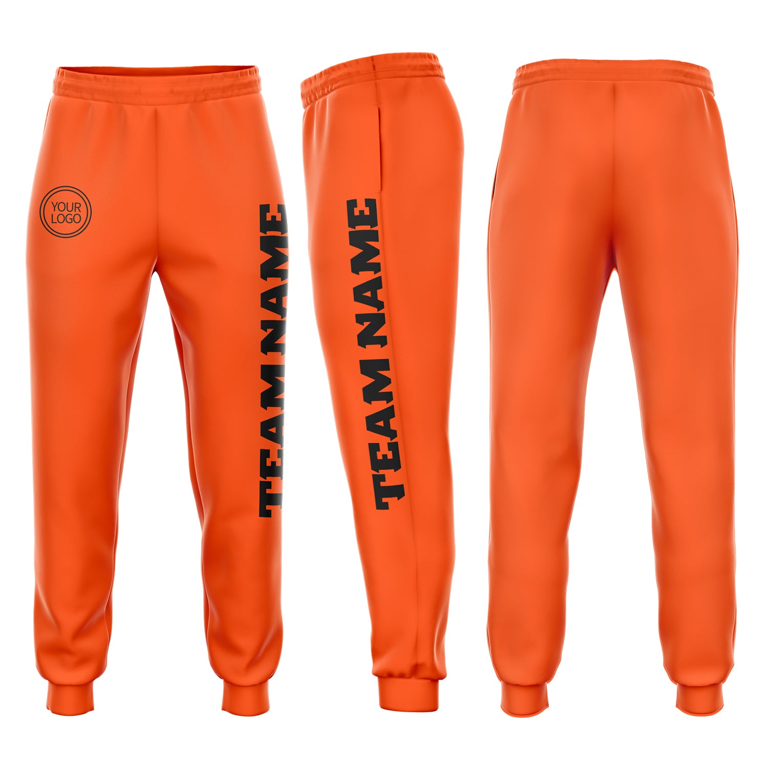 Custom Fleece Jogger Sweatpants for Men in Orange and Black, Comfortable Athletic Wear Custom Orange Black Fleece Jogger