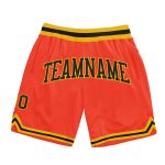 Custom Authentic Throwback Basketball Shorts - Orange Black-Gold Colorway Custom Orange Black-Gold Authentic Throwback Basketball