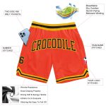 Custom Authentic Throwback Basketball Shorts - Orange Black-Gold Colorway Custom Orange Black-Gold Authentic Throwback Basketball - Image 2